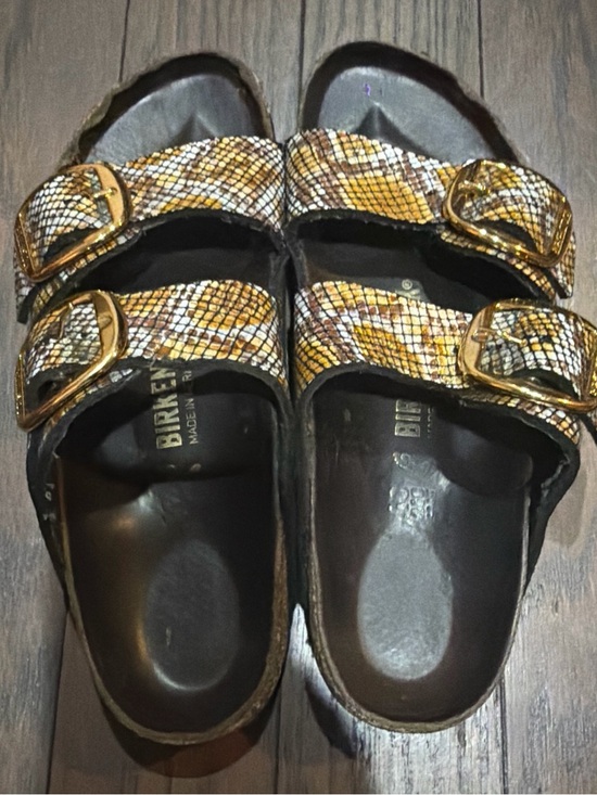 Birkenstock Shoes - Birkenstock Arizona Python Brown microfi Big Buckle Leather sz 9
